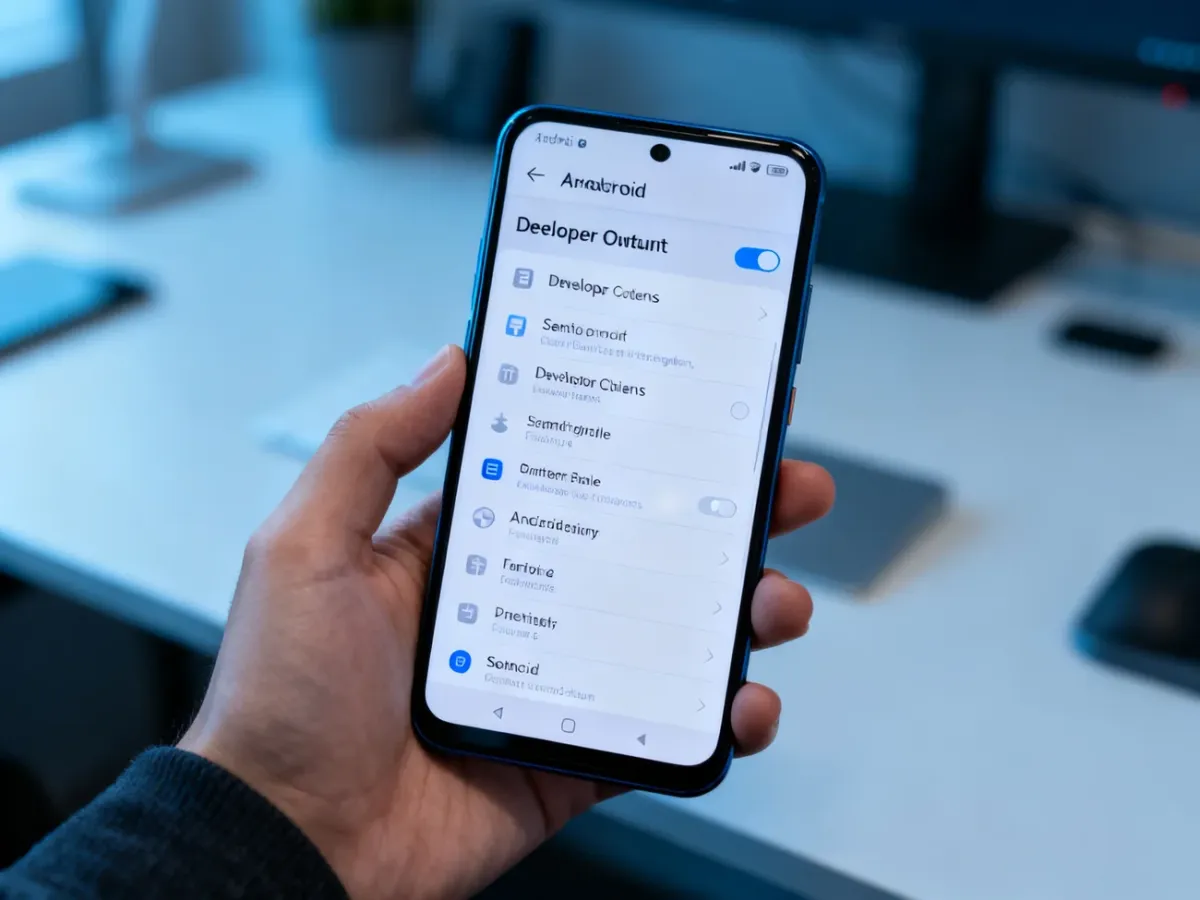 Menu Opcji programistycznych na telefonie Android