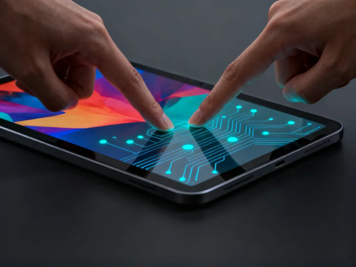 Tablet rozpoznający wielodotykowy gest powiększania obrazu