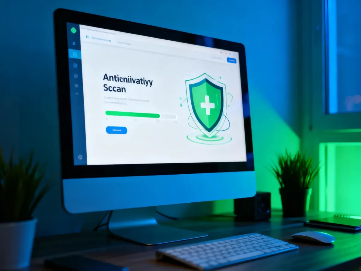 Komputer wykonujący skanowanie systemu programem Windows Defender