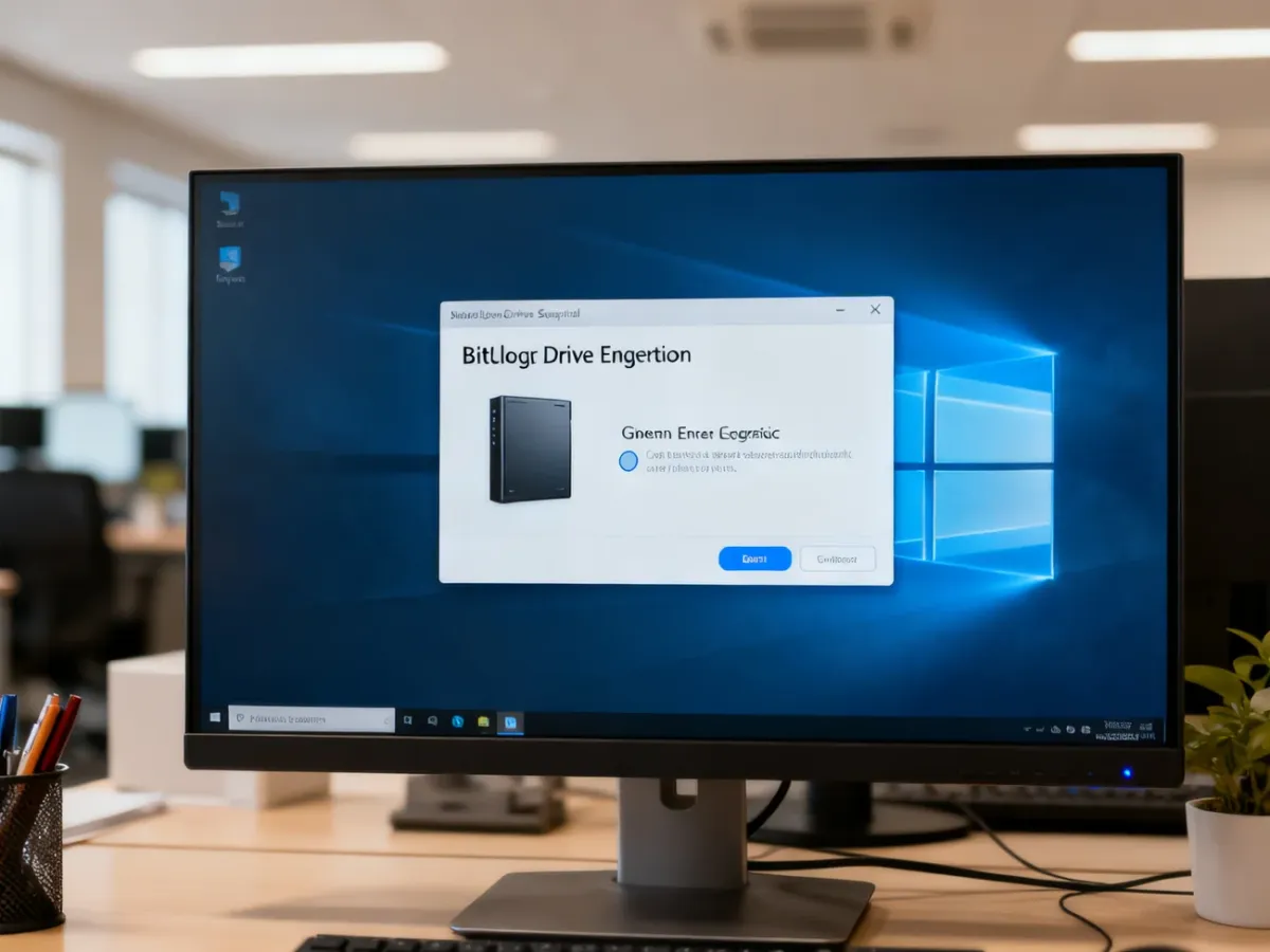 Panel ustawień BitLocker z opcją włączenia szyfrowania dysku