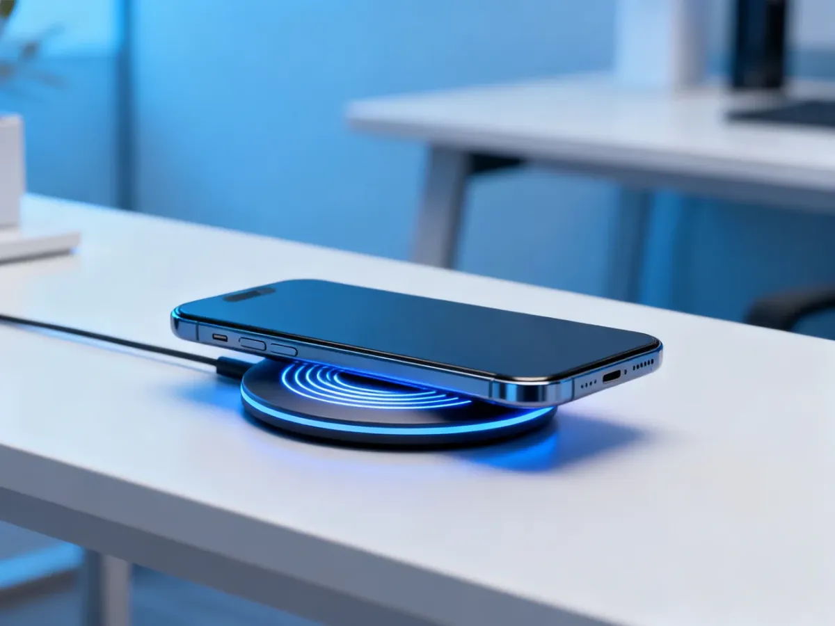 Smartfon prawidłowo ułożony na ładowarce indukcyjnej