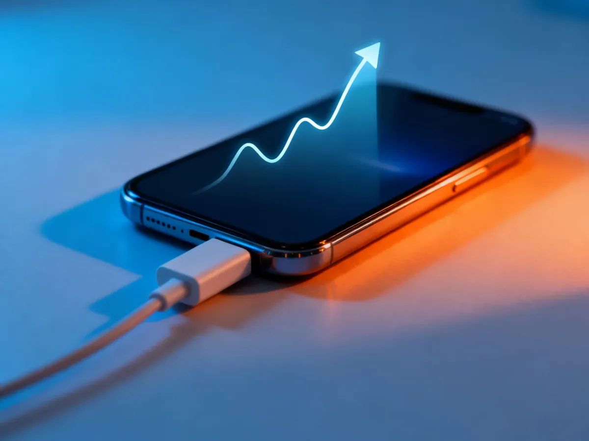 Smartfon podczas szybkiego ładowania z widocznym stopniowym ograniczaniem mocy